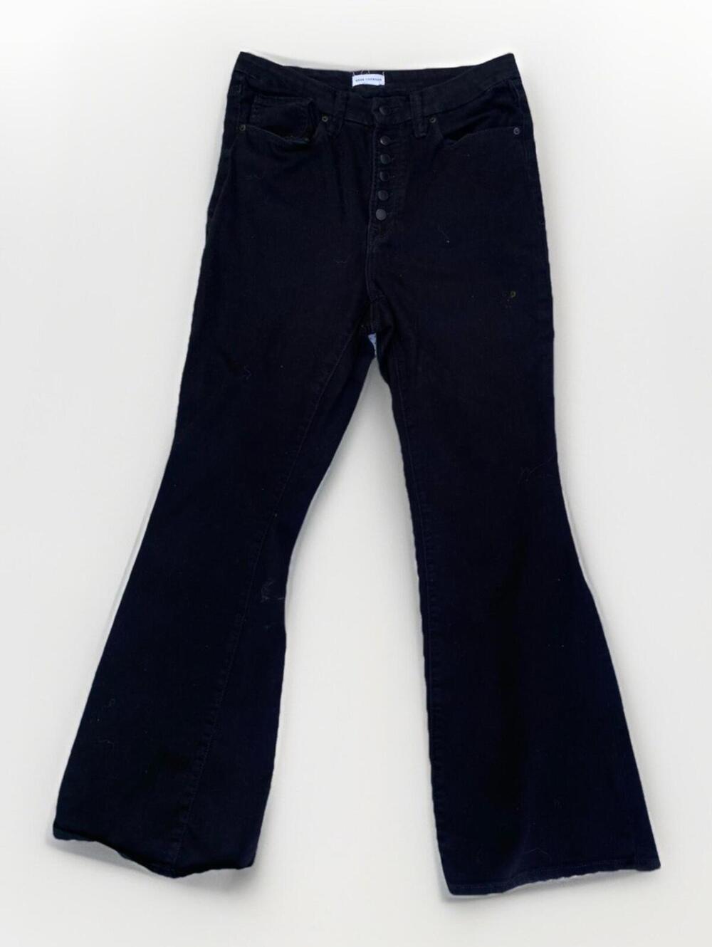 Good American Good Legs Flare Jeans Size 15 32x31 Black High Rise Button Fly